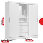 Guarda Roupa Solteiro Com Espelho 2 Portas De Correr 4 Gaveta