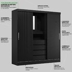 Guarda Roupa Solteiro Com Espelho 2 Portas De Correr 4 Gaveta
