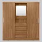 Guarda Roupa Solteiro Com Espelho 2 Portas De Correr 4 Gaveta