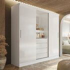 Guarda Roupa Solteiro Com Espelho 2 Portas De Correr 4 Gaveta