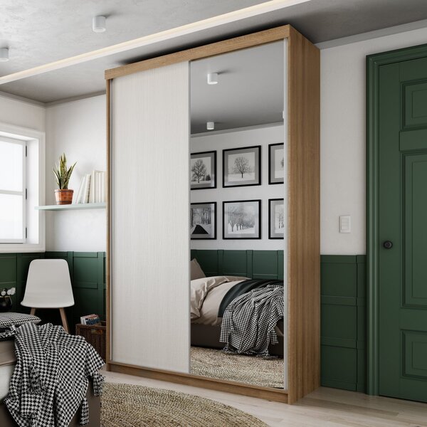 Guarda Roupa Solteiro Com Espelho 2 Portas Em Perfect Lugano