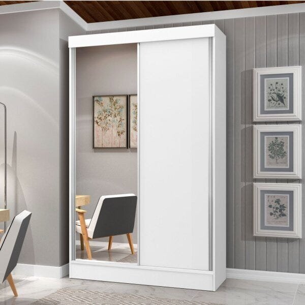 Guarda-roupa Solteiro Com Espelho 2 Portas Geórgia Plus  Bran