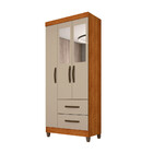 Guarda Roupa Solteiro Com Espelho 3 Portas 2 Gavetas Estrela