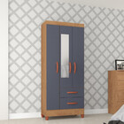 Guarda Roupa Solteiro Com Espelho 3 Portas 2 Gavetas Fortalez