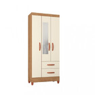 Guarda Roupa Solteiro Com Espelho 3 Portas 2 Gavetas Fortalez