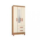 Guarda Roupa Solteiro Com Espelho 3 Portas 2 Gavetas Fortalez