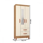 Guarda Roupa Solteiro Com Espelho 3 Portas 2 Gavetas Fortalez