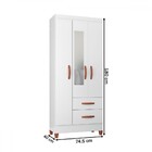 Guarda Roupa Solteiro Com Espelho 3 Portas 2 Gavetas Fortalez