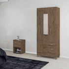 Guarda-roupa Solteiro Com Espelho 3 Portas 2 Gavetas Real Lig