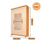 Guarda Roupa Solteiro Com Espelho 4 Portas 2 Gavetas 100% Mdf