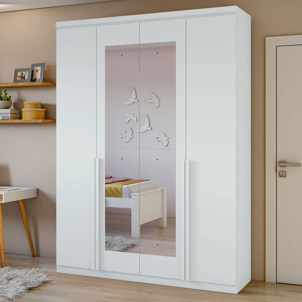 Guarda-roupa Solteiro Com Espelho 4 Portas 2 Gavetas Alonzo 1