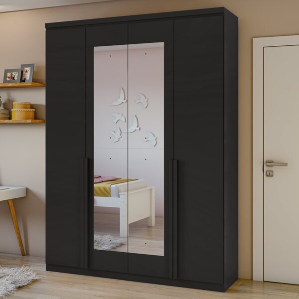 Guarda Roupa Solteiro Com Espelho 4 Portas 2 Gavetas Alonzo M