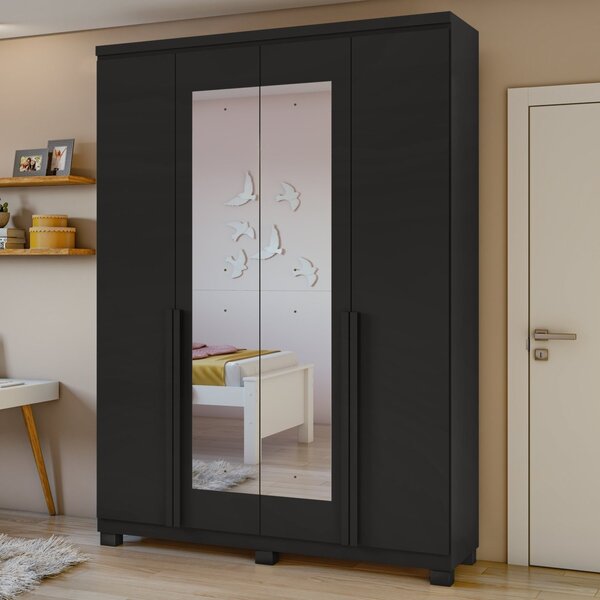 Guarda Roupa Solteiro Com Espelho 4 Portas 2 Gavetas Alonzo M