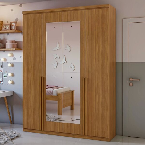 Guarda-roupa Solteiro Com Espelho 4 Portas 2 Gavetas Alonzo R