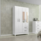 Guarda Roupa Solteiro Com Espelho 4 Portas 2 Gavetas Fortalez