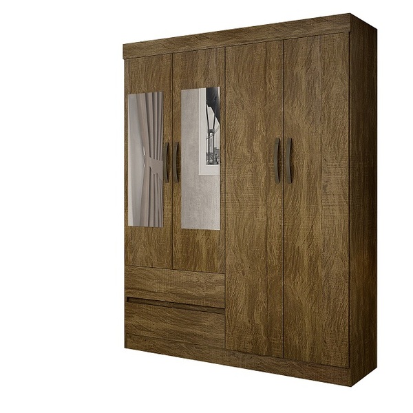 Guarda-roupa Solteiro Com Espelho 4 Portas 2 Gavetas Porto Sa