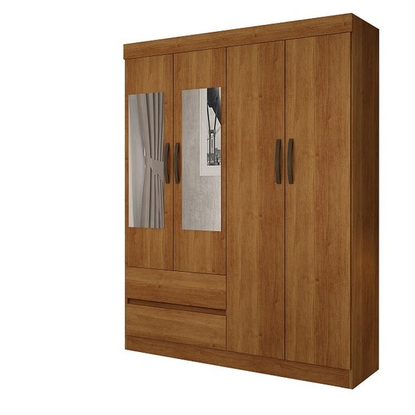 Guarda-roupa Solteiro Com Espelho 4 Portas 2 Gavetas Porto Sa