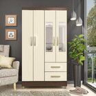 Guarda Roupa Solteiro Com Espelho 4 Portas 2 Gavetas Veneza C