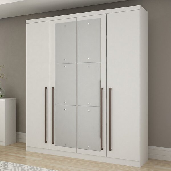 Guarda Roupa Solteiro Com Espelho 4 Portas 3 Gavetas Bremen N