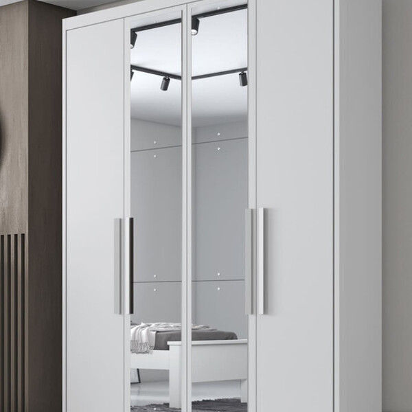 Guarda Roupa Solteiro Com Espelho 4 Portas 3 Gavetas - Modern