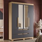 Guarda Roupa Solteiro Com Espelho 4 Portas 4 Gavetas Doble  N