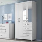 Guarda Roupa Solteiro Com Espelho 4 Portas 4 Gavetas Flex Col