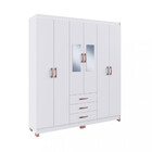 Guarda Roupa Solteiro Com Espelho 6 Portas 3 Gavetas Californ