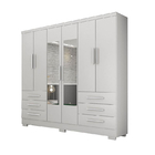 Guarda Roupa Solteiro Com Espelho 6 Portas 6 Gavetas - Berlim