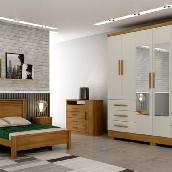 Guarda Roupa Solteiro Com Espelho 6 Portas 6 Gavetas - Berlim