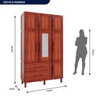 Guarda-roupa Solteiro Com Espelho 7 Portas 2 Gavetas Fortalez