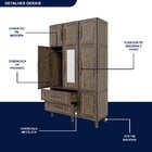 Guarda-roupa Solteiro Com Espelho 7 Portas 2 Gavetas Fortalez