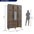 Guarda-roupa Solteiro Com Espelho 7 Portas 2 Gavetas Fortalez