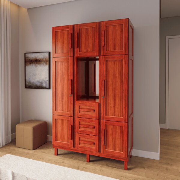 Guarda-roupa Solteiro Com Espelho 7 Portas 3 Gavetas Belém Ca