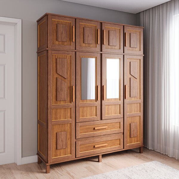 Guarda-roupa Solteiro Com Espelho 8 Portas 2 Gavetas Rio Bran