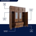 Guarda-roupa Solteiro Com Espelho 8 Portas 2 Gavetas Rio Bran