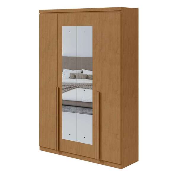 Guarda-roupa Solteiro Com Espelho Alonzo 4 Pt 2 Gv Amêndoa