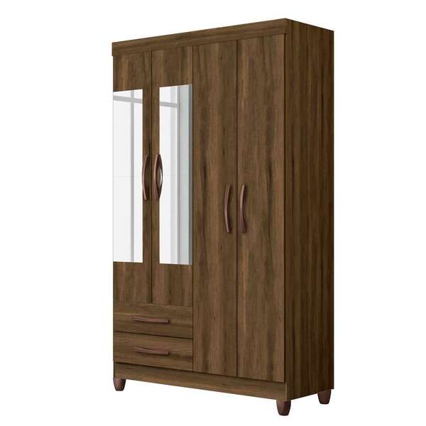 Guarda-roupa Solteiro Com Espelho Ambar 4 Pt 2 Gv Cedro