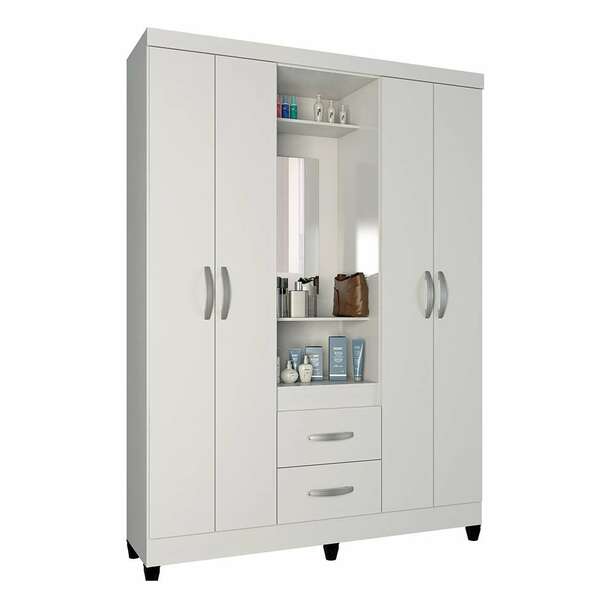Guarda-roupa Solteiro Com Espelho Capelinha 4 Pt 2 Gv Branco