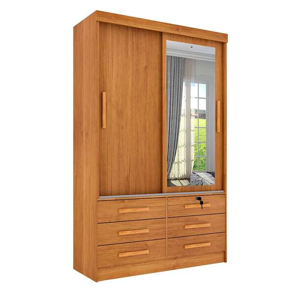 Guarda-roupa Solteiro Com Espelho Chicago 2 Pt 6 Gv Cinamomo