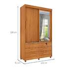 Guarda-roupa Solteiro Com Espelho Chicago Ii 2 Pt 6 Gv Cinamo