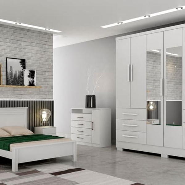 Guarda Roupa Solteiro Com Espelho Com Pés 6 Portas 6 Gavetas