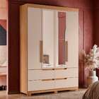 Guarda-roupa Solteiro Com Espelho Doble 4 Pt 4 Gv Jatobá E Fe