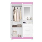 Guarda-roupa Solteiro Com Espelho E 2 Portas Branco New/rosa