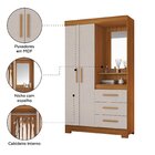 Guarda-roupa Solteiro Com Espelho E 2 Portas Freijó Trend/off