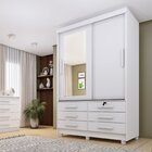 Guarda Roupa Solteiro Com Espelho E Pés 2 Portas 6 Gavetas 13