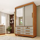 Guarda Roupa Solteiro Com Espelho E Pés 2 Portas 6 Gavetas 13