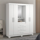 Guarda Roupa Solteiro com Espelho e Pés 4 Portas 3 Gavetas NT