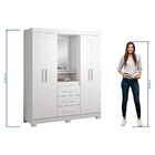 Guarda Roupa Solteiro com Espelho e Pés 4 Portas 3 Gavetas NT