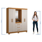 Guarda Roupa Solteiro com Espelho e Pés 4 Portas 3 Gavetas NT