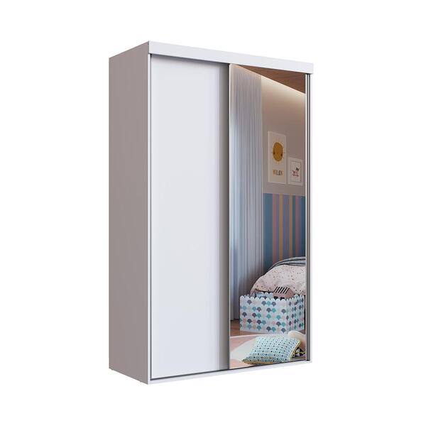Guarda-roupa Solteiro Com Espelho Khaterine 2 Pt 2 Gv Branco